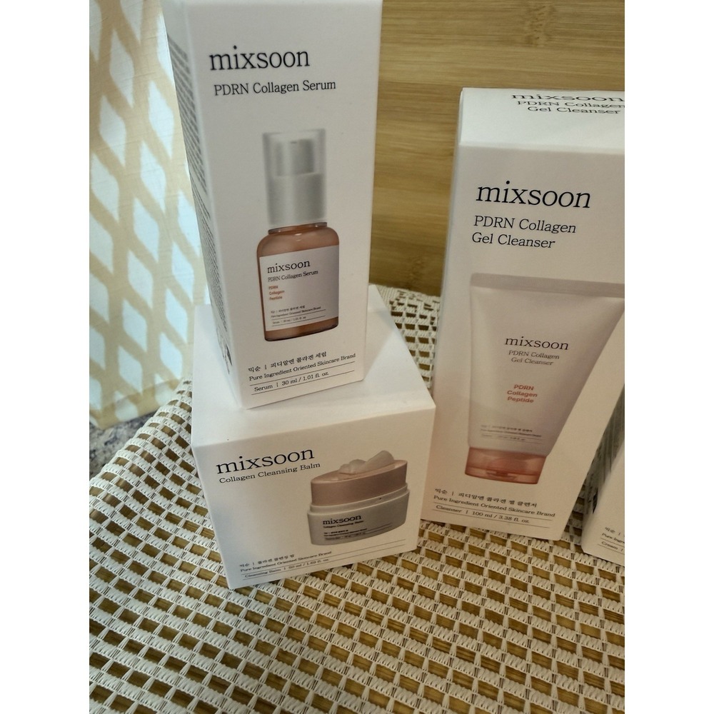 MIXSOON PDRN Collagen Cleanser, Cream, Serum & Toner Pads Skin Care Set-NEW! - Picture 2 of 11